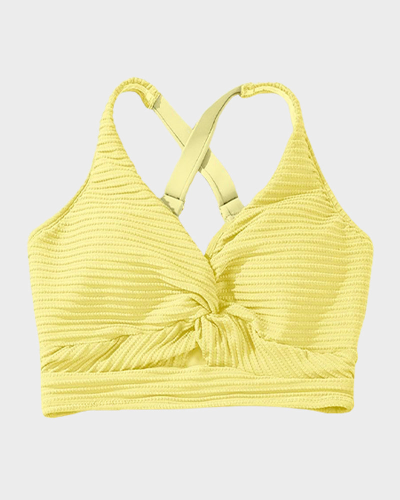 OmbreSwim - Textured Knot-Front High-Waisted Bikini Set