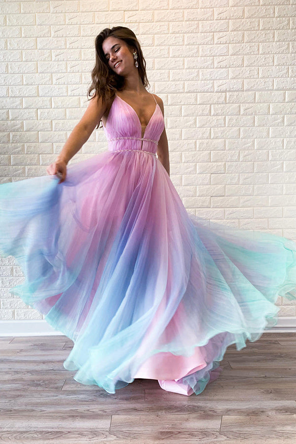 Ombre Spaghetti Straps Sleeveless A Line Prom Dresses Ombre Spaghetti Straps Sleeveless A Line Prom Dresses