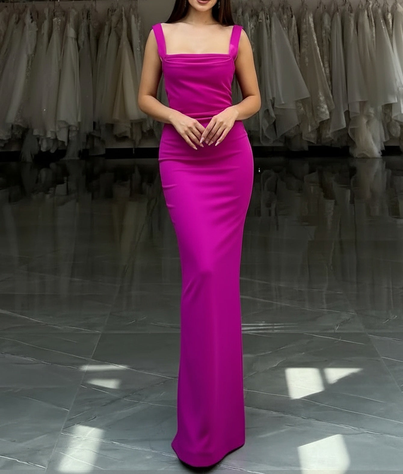 hot pink square neck dress Hot Pink Sleeveless Dress - Mini Bodycon Dress - Backless Dress