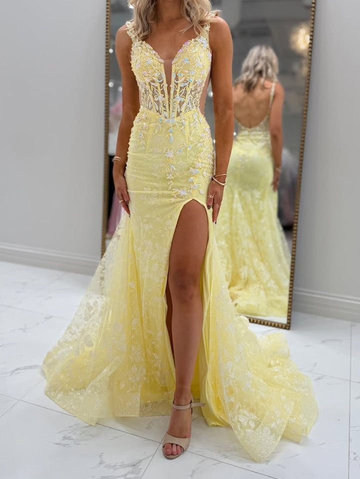 yellow corset prom dress Ava Presley 42297 Fitted Beaded Floral Long Formal while the structured corset bodice provides a flattering shape Nox Anabel R1689 Plunging Crystal