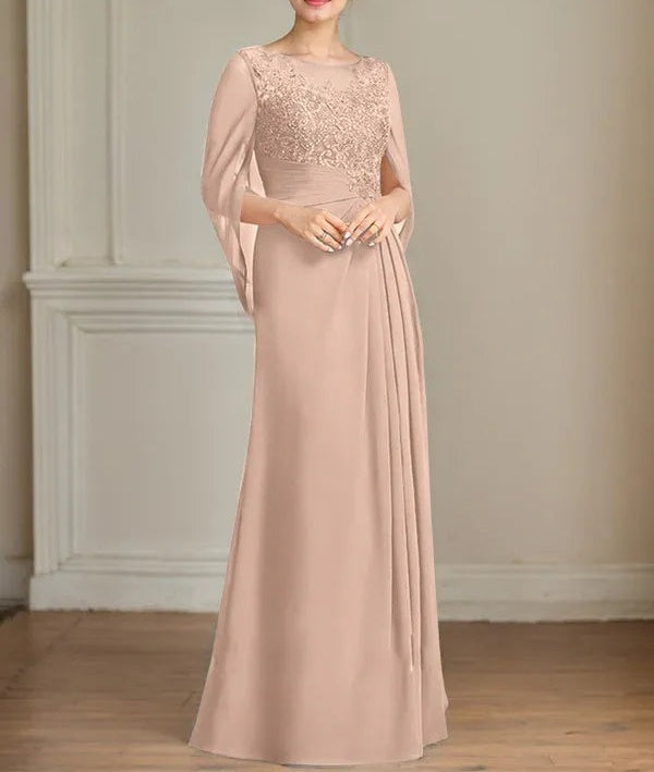 A-Line/Princess Scoop Floor-Length Mother of the Bride Dresses with Pleated & Sequins