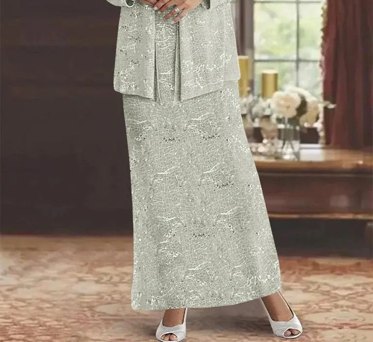 Chiffon Mother of the Bride Dresses with Sequins & Jacket