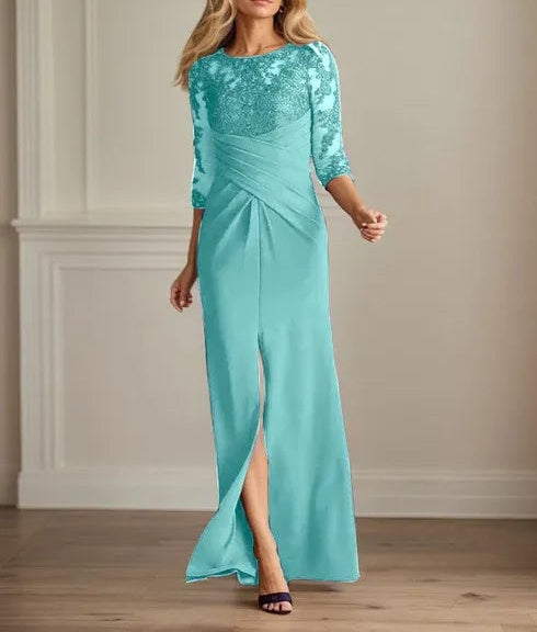 Plum Sheath Lace Stretch Crepe Mother of the Bride Dress