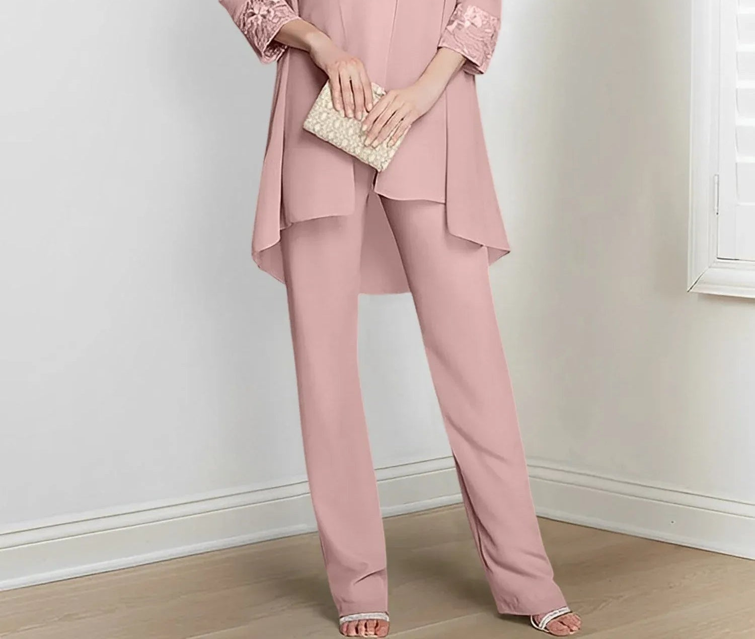 Chiffon Long Sleeves Mother Of The Bride Pantsuits With Jacket