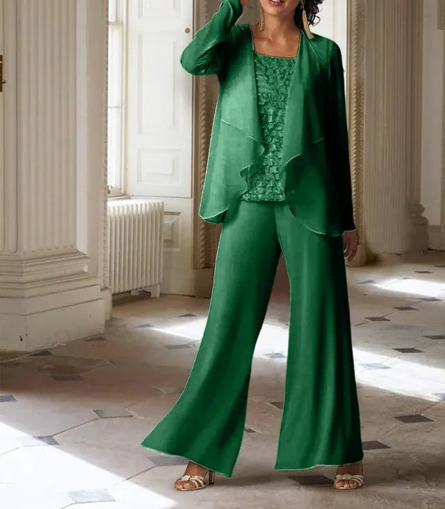 Chiffon Long Sleeves Mother of the Bride Pantsuits with Jacket