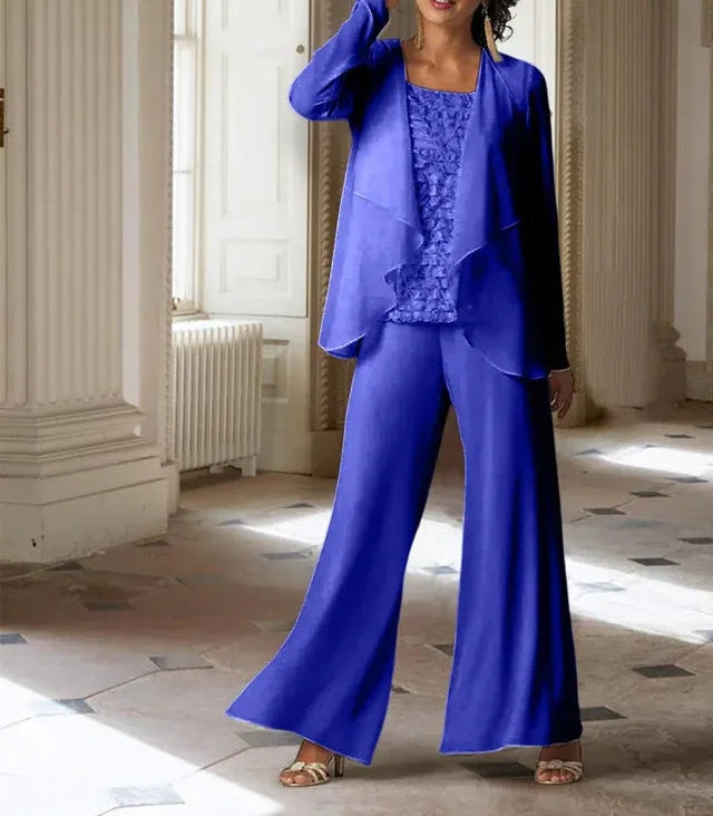Chiffon Long Sleeves Mother of the Bride Pantsuits with Jacket