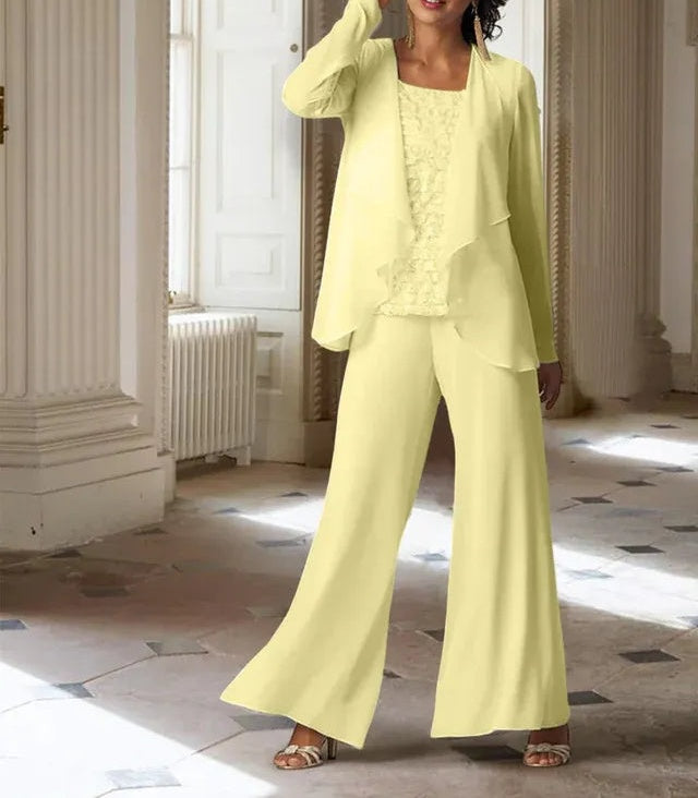 Chiffon Long Sleeves Mother of the Bride Pantsuits with Jacket