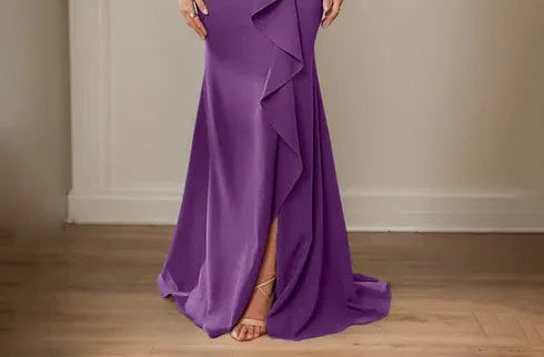 Sheath/Column V-Neck Illusion Floor-Length Lace Chiffon Mother of the Bride Dress With Pleated Sequins