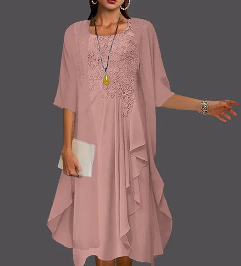 Two Piece A-Line Chiffon Lace Sleeveless Jacket Dresses with Pleats Appliques