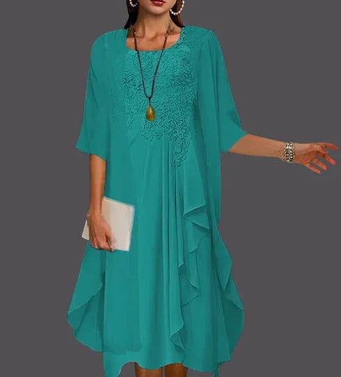 Two Piece A-Line Chiffon Lace Sleeveless Jacket Dresses with Pleats Appliques