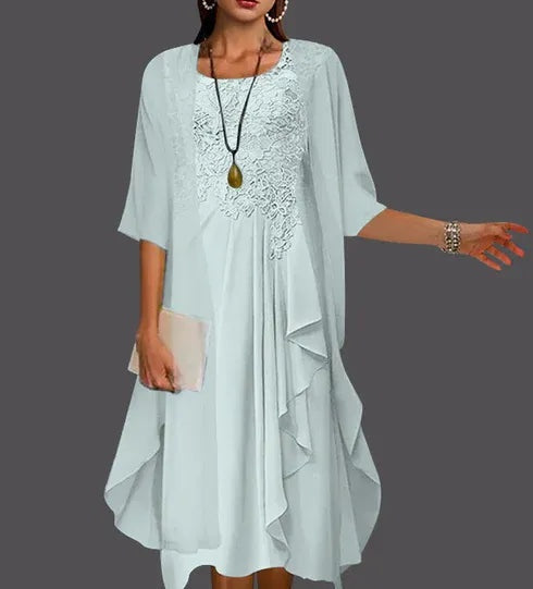 Two Piece A-Line Chiffon Lace Sleeveless Jacket Dresses with Pleats Appliques