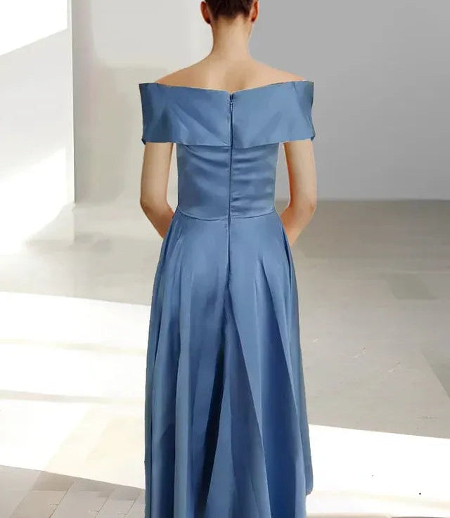 A-Line/Princess Off-the-Shoulder Sleeveless Ankle-Length Mother of the Bride Dresses with Pockets
