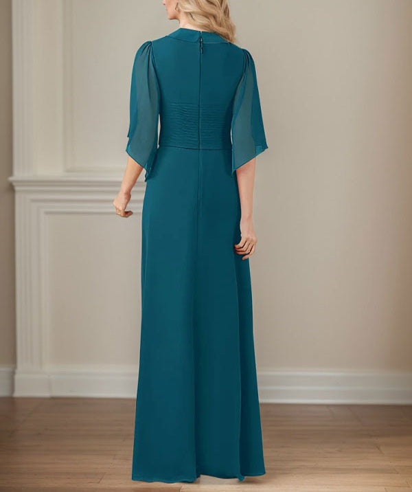 A-Line V-Neck Long Sequins Chiffon Mother Dress