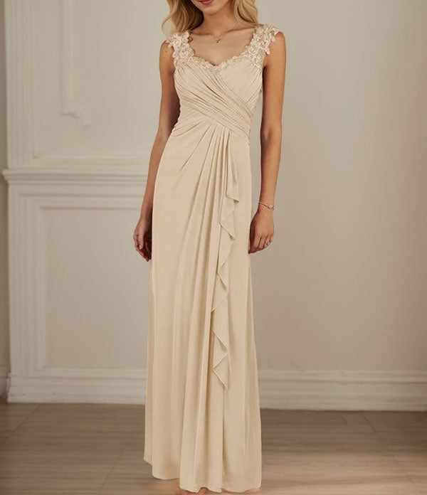 Champagne A-Line Sweetheart Neckline Pleated Mesh Dress