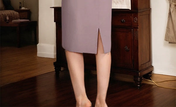 Sheath/Column Scoop Knee-Length Chiffon Mother of the Bride Dress With Pleated Sequins