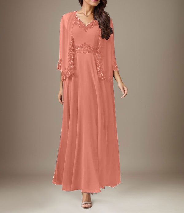 Plum A-Line Sequins Chiffon Dress