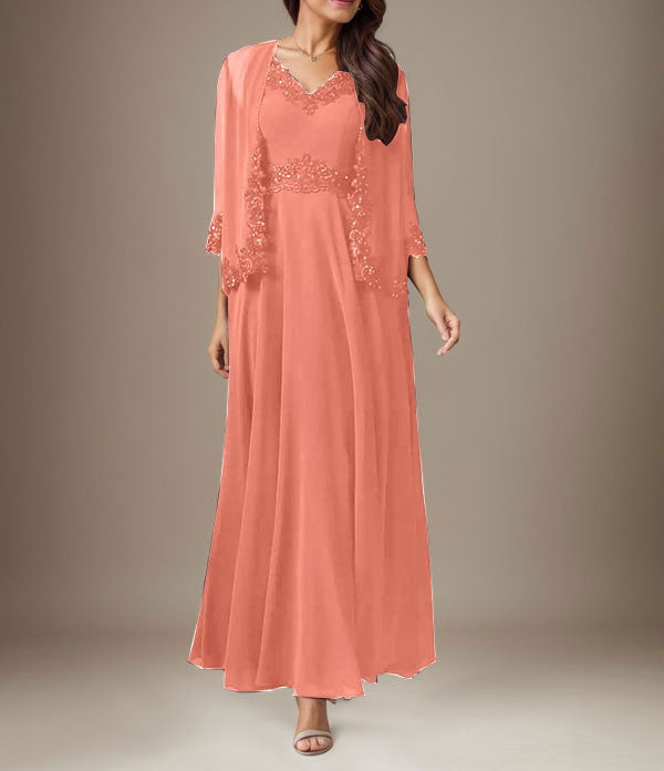 Plum A-Line Sequins Chiffon Dress