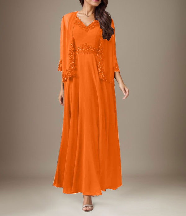Plum A-Line Sequins Chiffon Dress