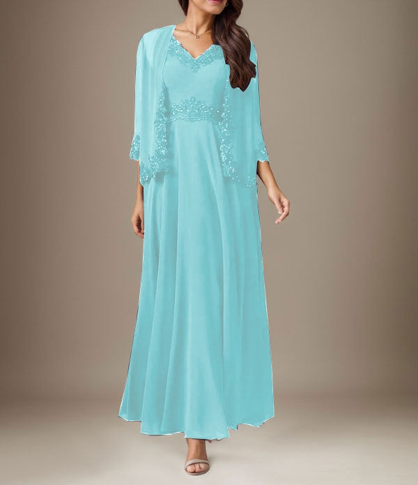 Plum A-Line Sequins Chiffon Dress