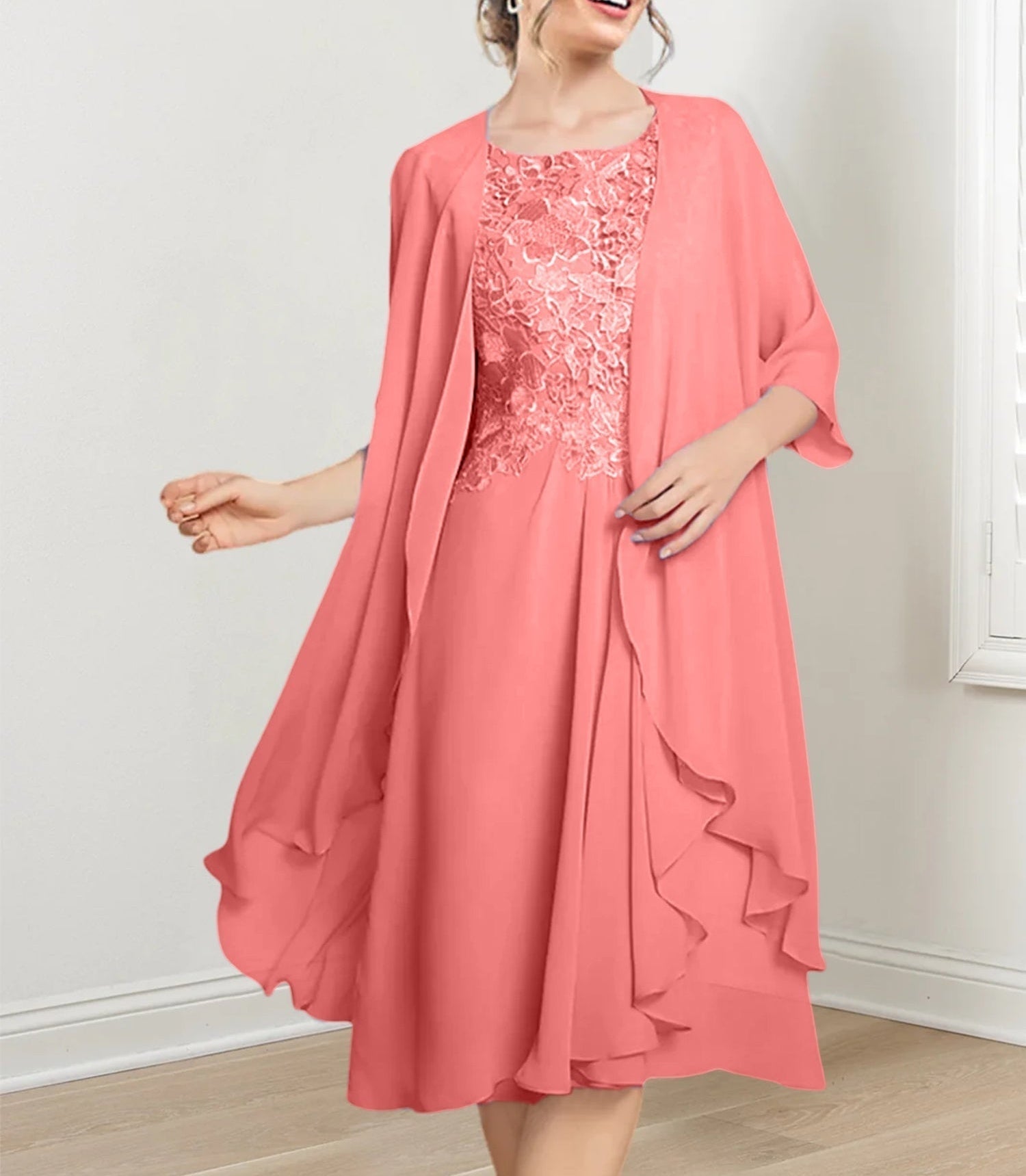 A-Line/Princess Scoop Knee-Length Mother of the Bride Dresses