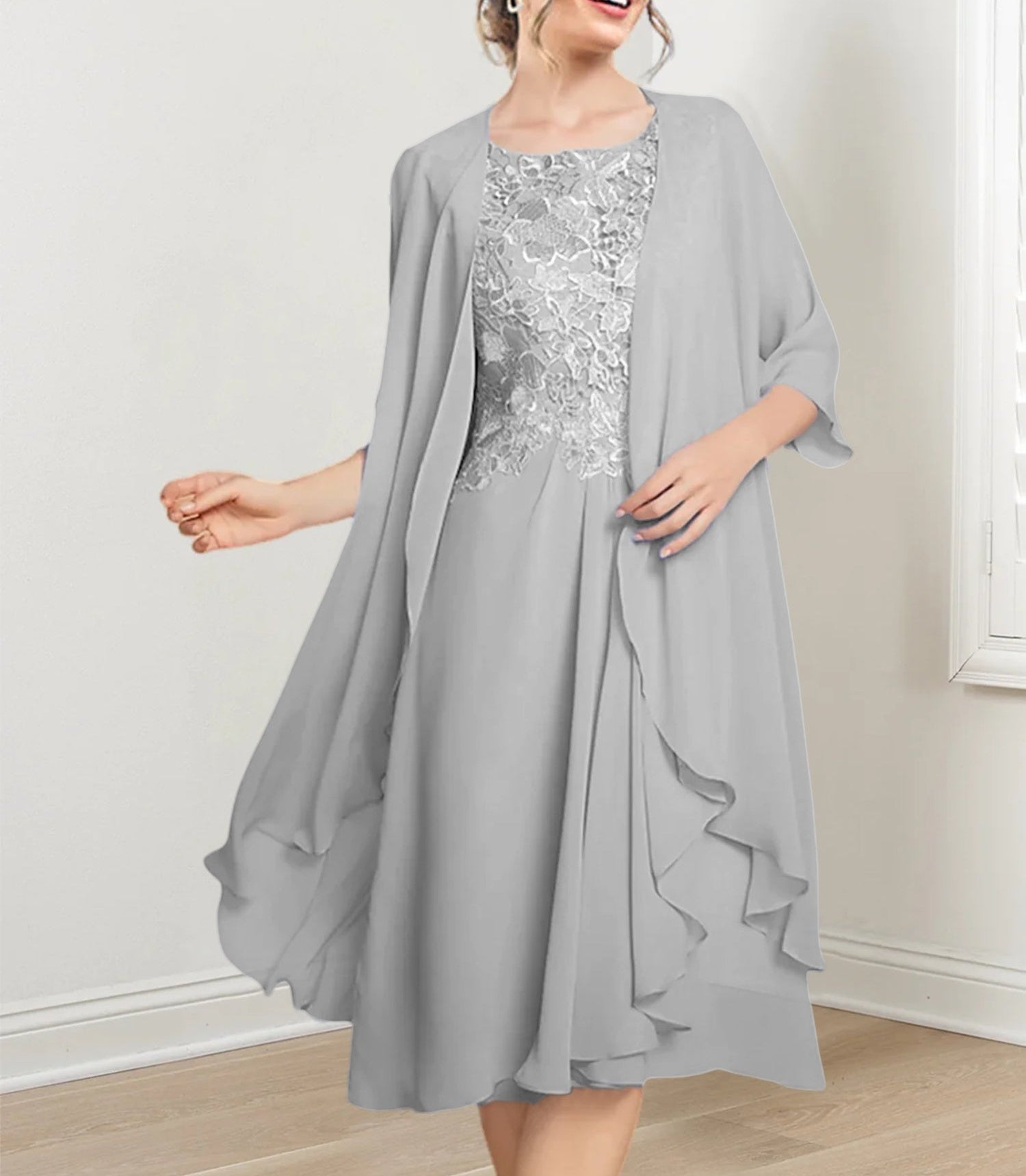 A-Line/Princess Scoop Knee-Length Mother of the Bride Dresses