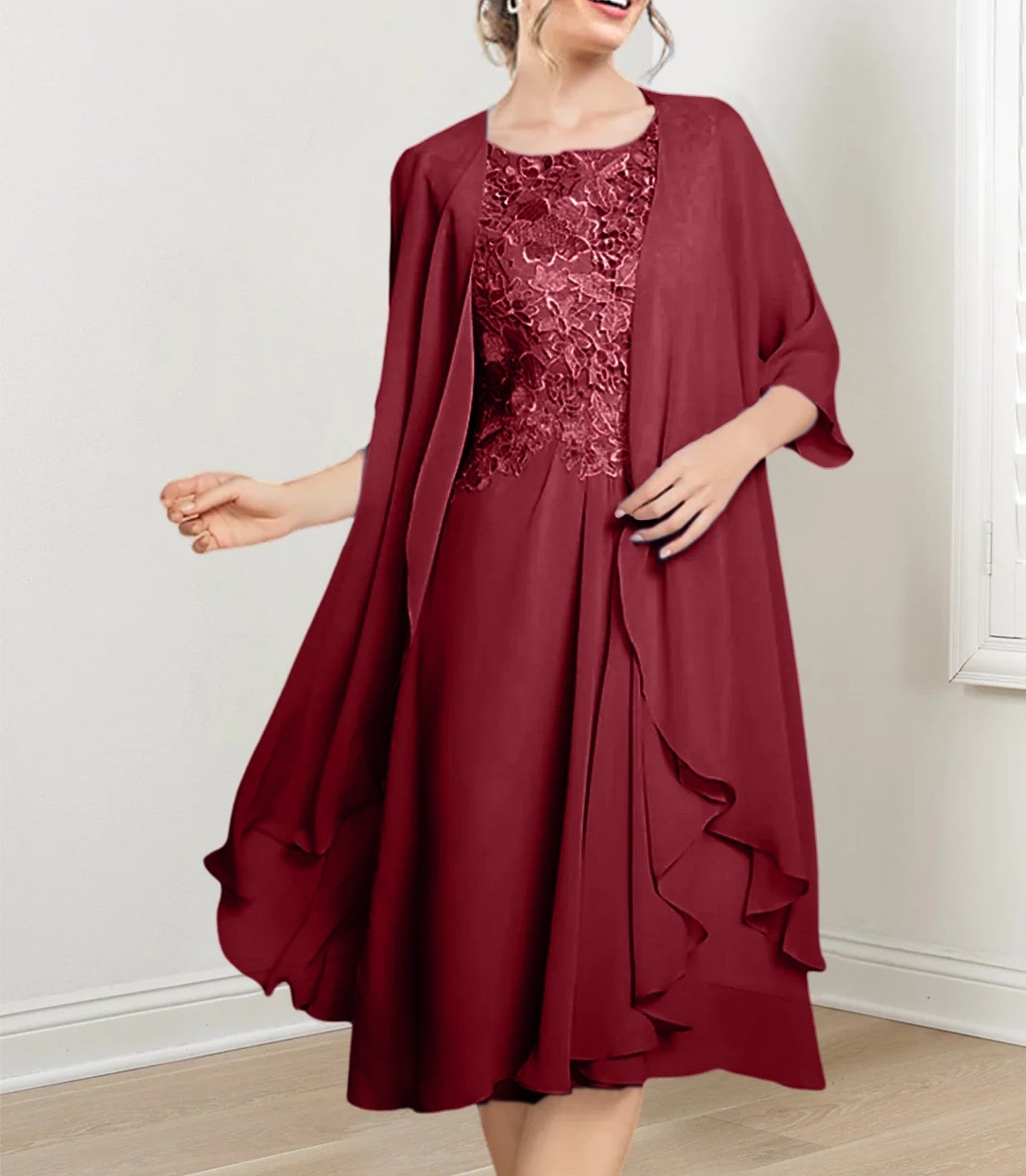 A-Line/Princess Scoop Knee-Length Mother of the Bride Dresses