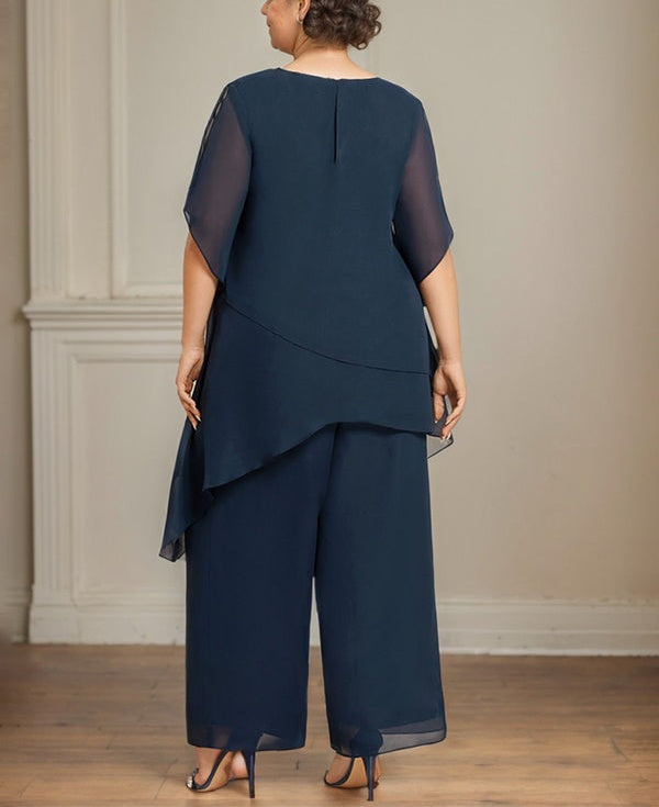 Separates Jumpsuit/Pantsuit Scoop Ankle-Length Chiffon Mother of the Bride Dress