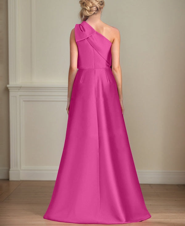 A-Line One-Shoulder Satin Mother Of The Bride Dresses With Bows