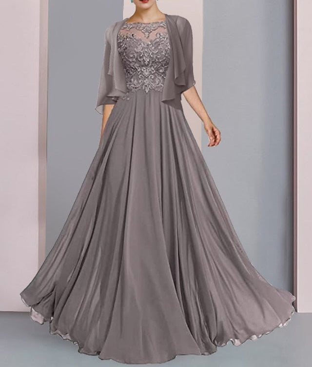a line princess scoop dress A-Line/Princess Scoop Printed Satin Mother of the Bride Dresses with Bowknot Asymmetrical Ankle-Length Short Sleeves, Pink