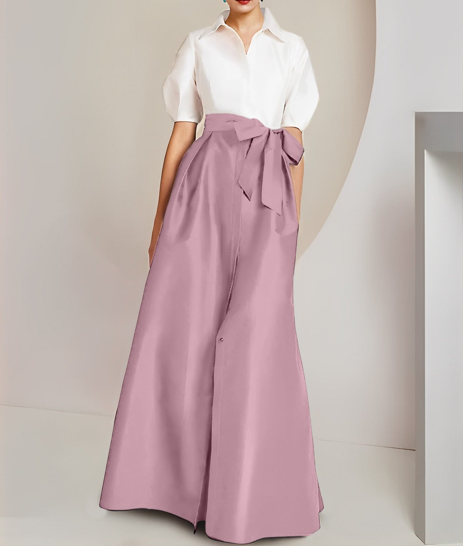 A-Line/Princess Shirt Collar Short Sleeves 2 pieces Mother Of The Bride Dresses