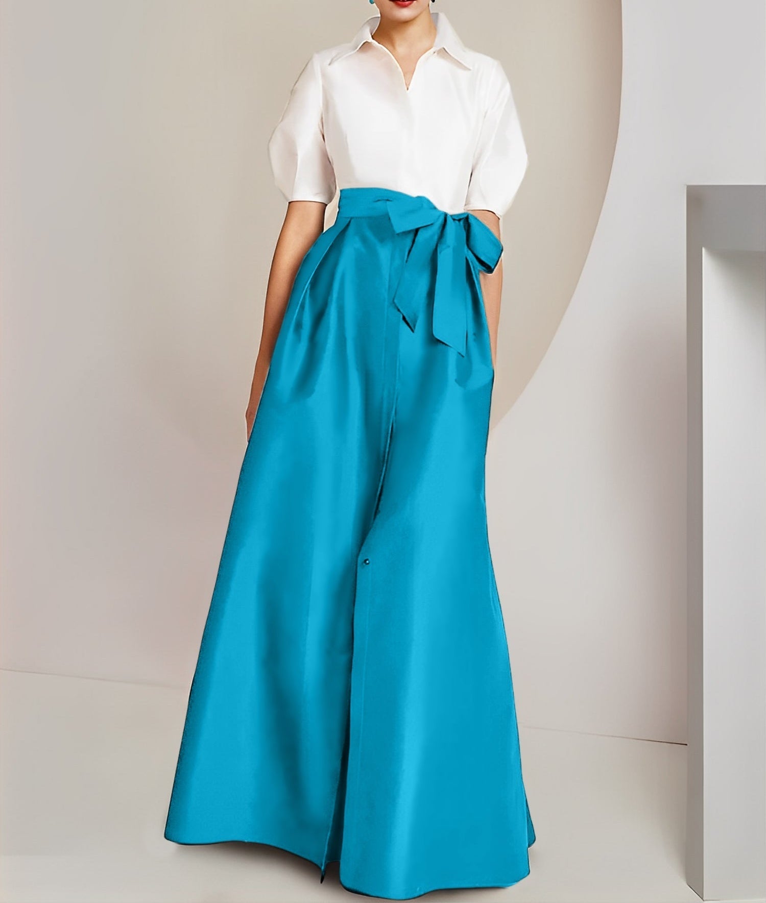 A-Line/Princess Shirt Collar Short Sleeves 2 pieces Mother Of The Bride Dresses