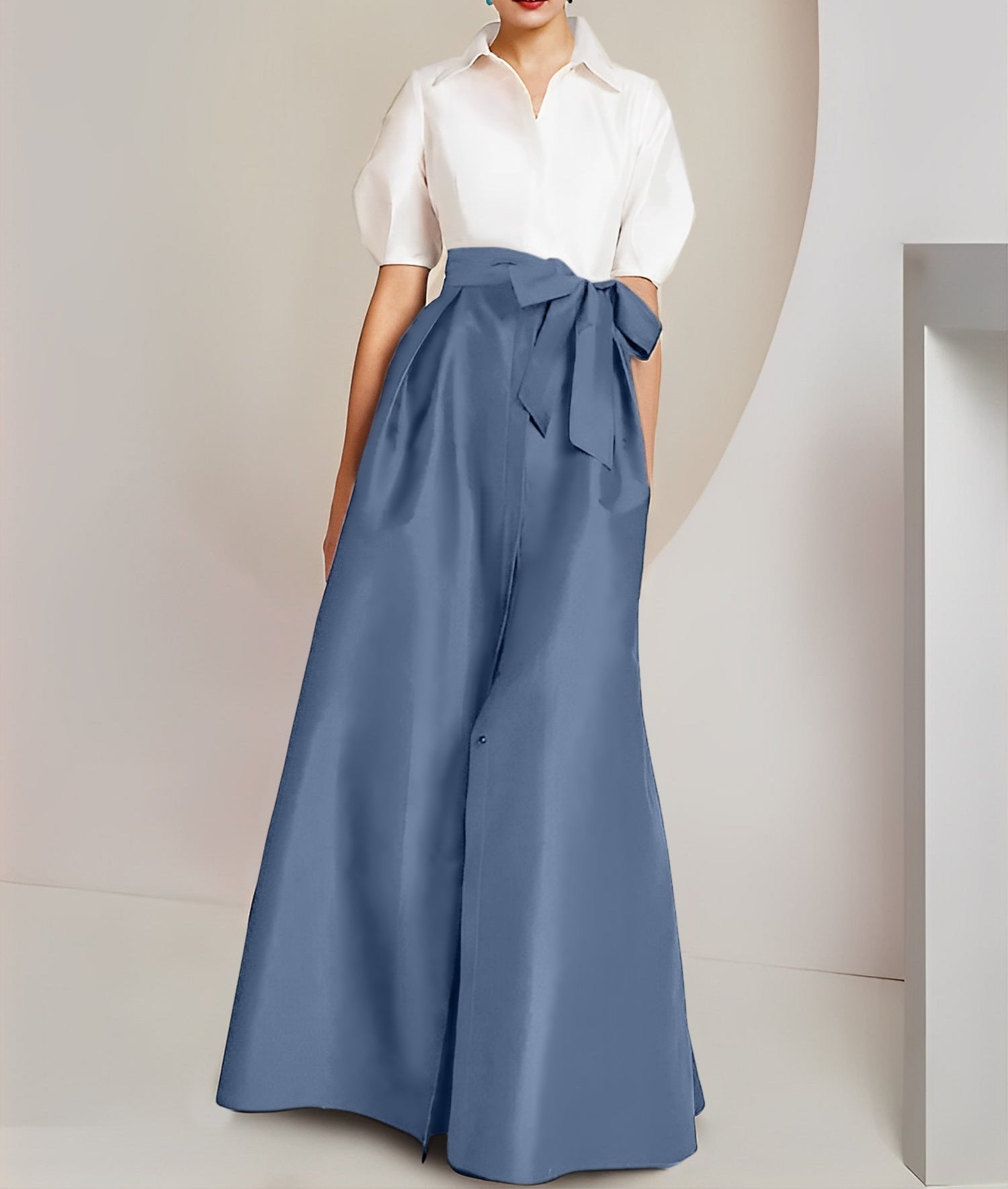 A-Line/Princess Shirt Collar Short Sleeves 2 pieces Mother Of The Bride Dresses