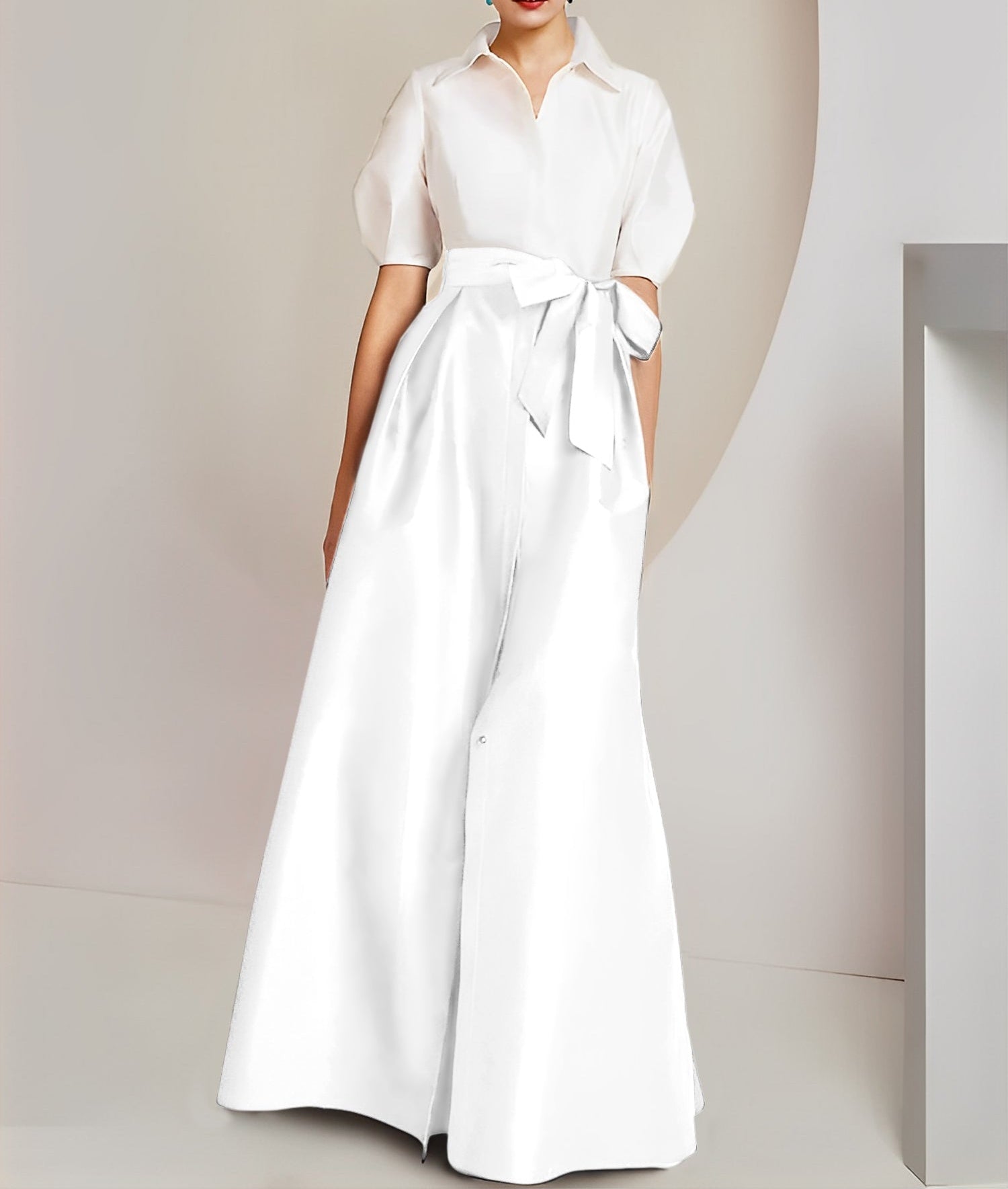 A-Line/Princess Shirt Collar Short Sleeves 2 pieces Mother Of The Bride Dresses