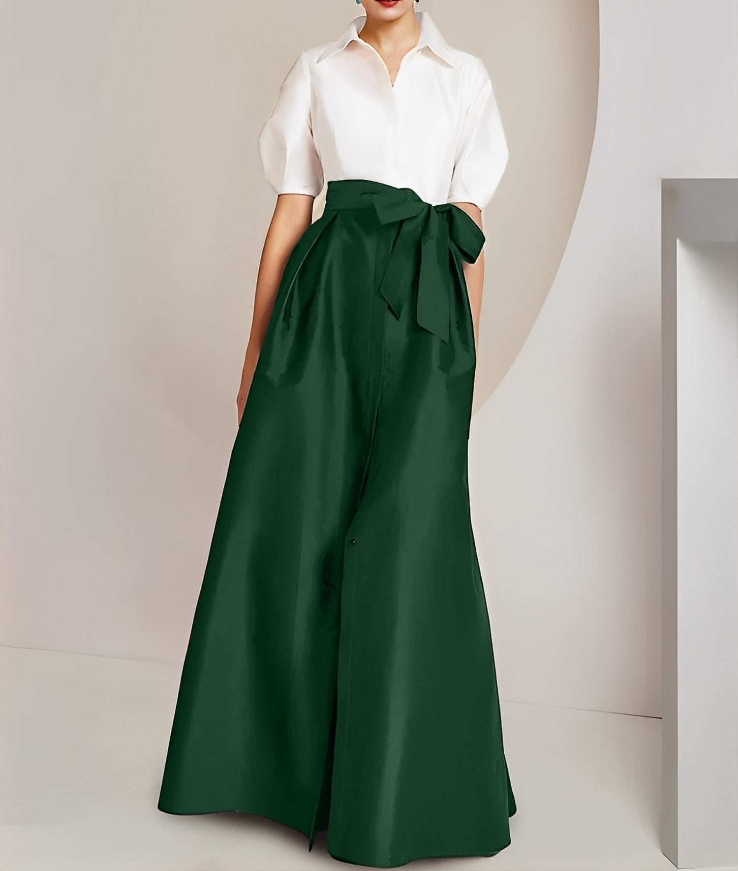 A-Line/Princess Shirt Collar Short Sleeves 2 pieces Mother Of The Bride Dresses