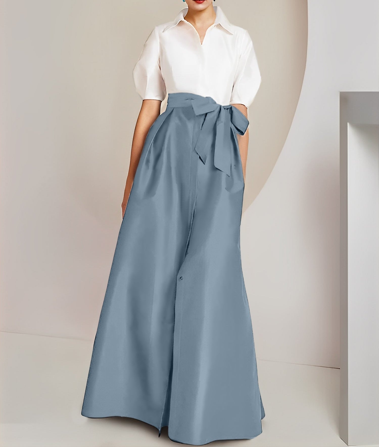 A-Line/Princess Shirt Collar Short Sleeves 2 pieces Mother Of The Bride Dresses