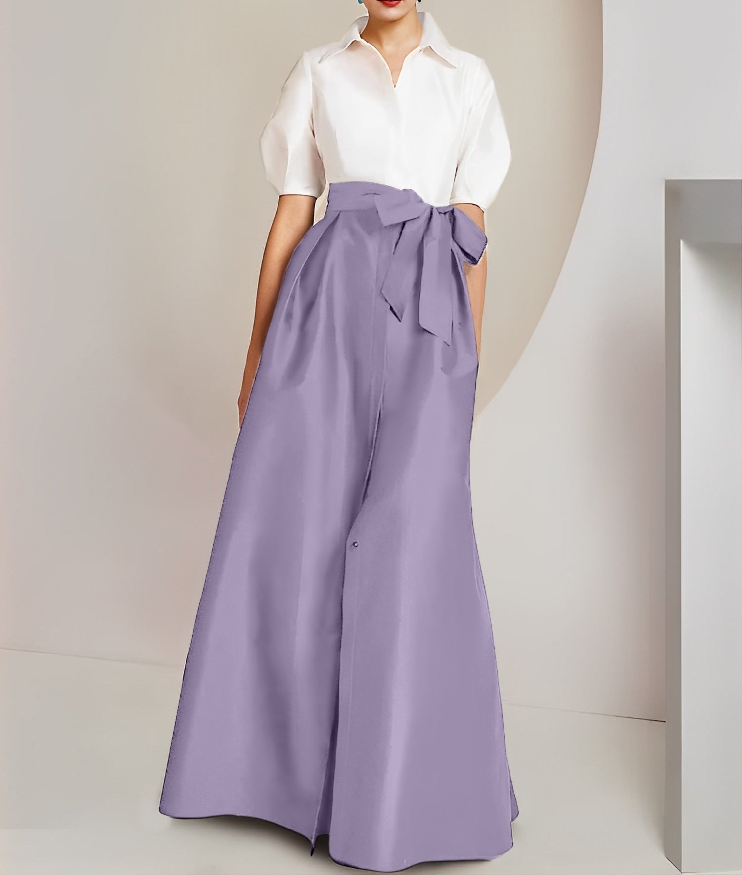 A-Line/Princess Shirt Collar Short Sleeves 2 pieces Mother Of The Bride Dresses
