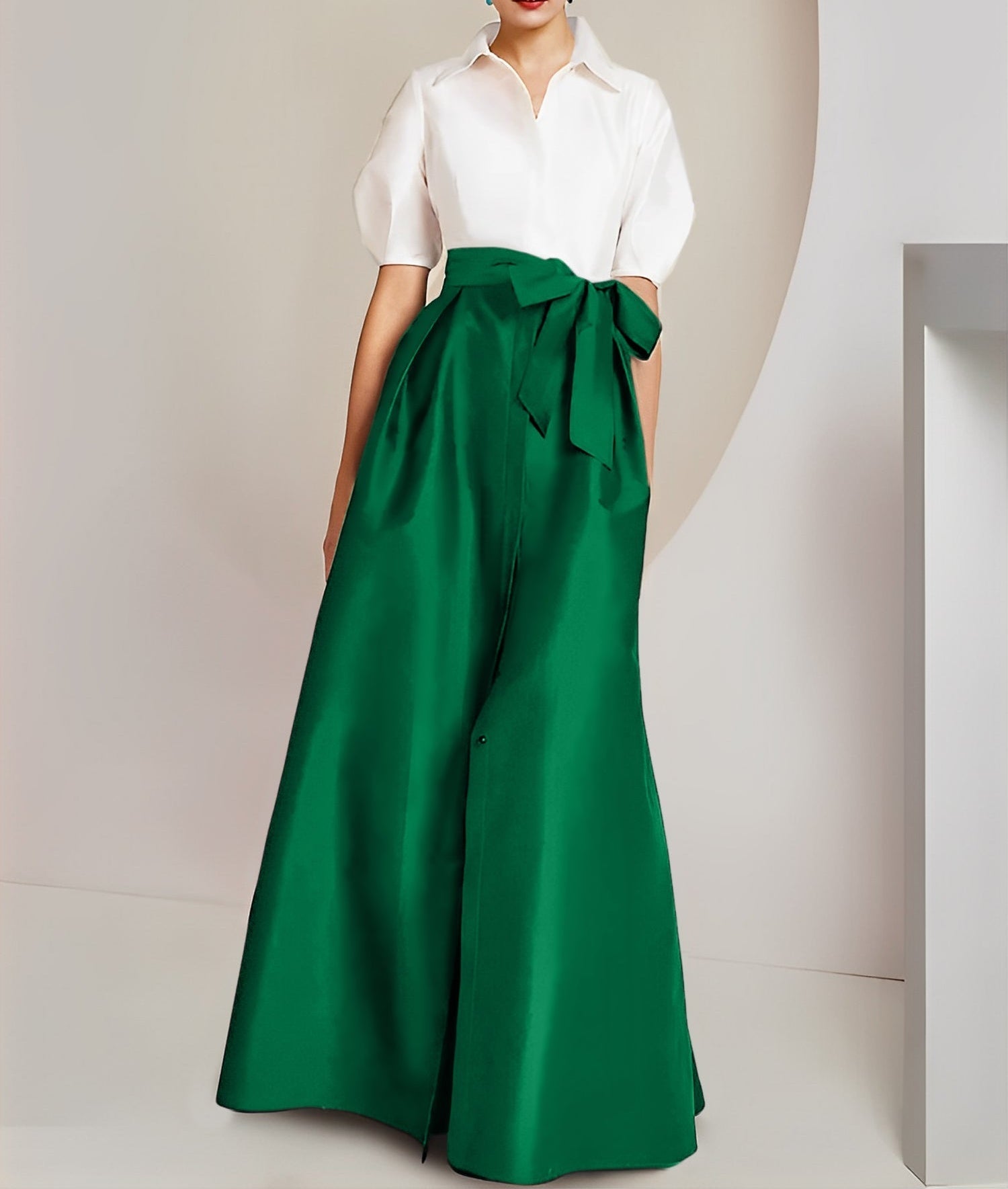 A-Line/Princess Shirt Collar Short Sleeves 2 pieces Mother Of The Bride Dresses