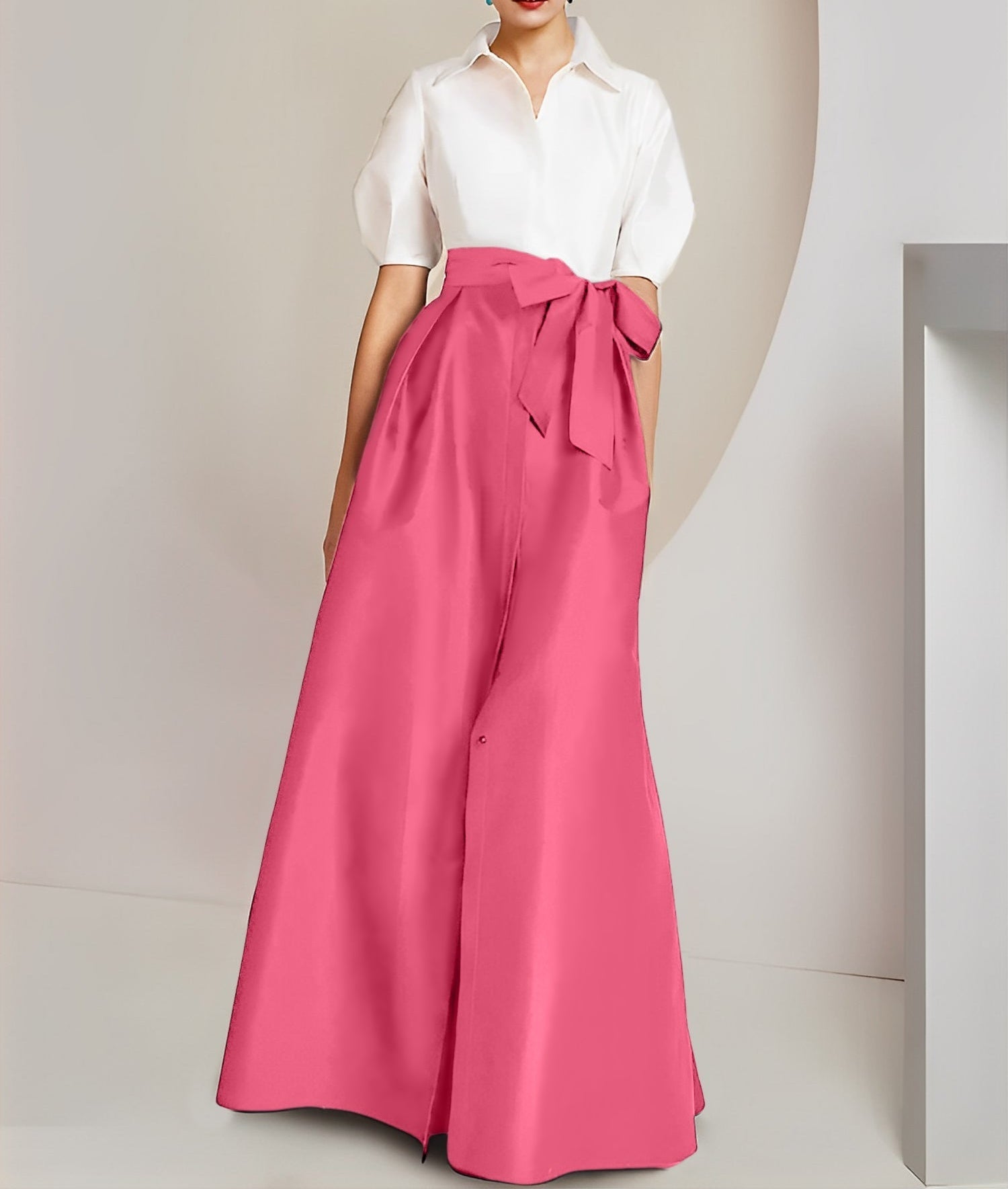 A-Line/Princess Shirt Collar Short Sleeves 2 pieces Mother Of The Bride Dresses