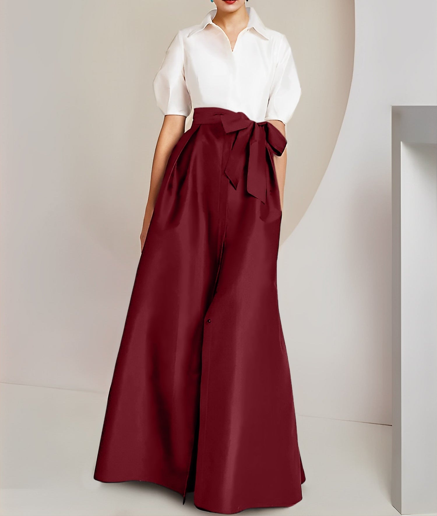 A-Line/Princess Shirt Collar Short Sleeves 2 pieces Mother Of The Bride Dresses
