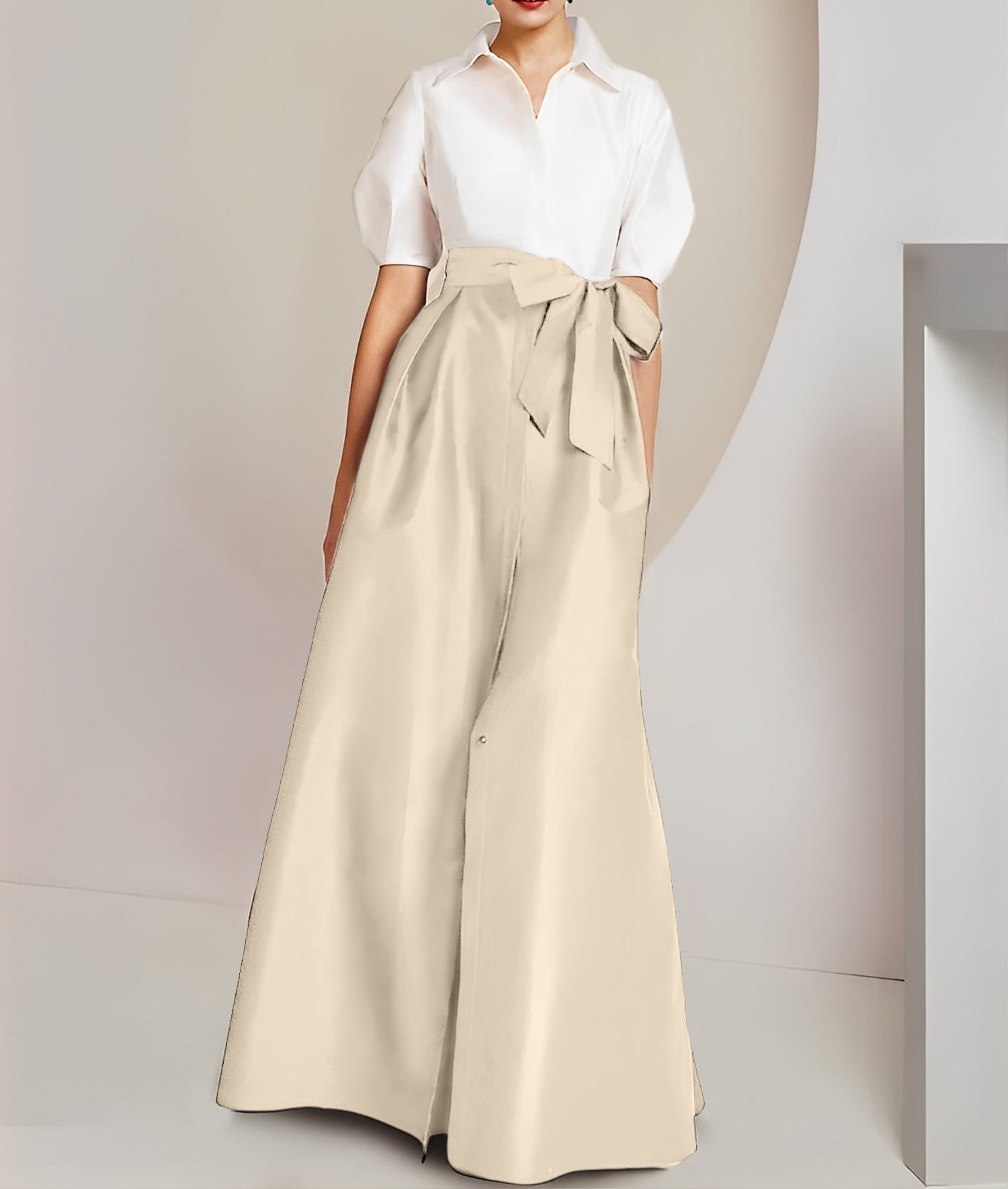 A-Line/Princess Shirt Collar Short Sleeves 2 pieces Mother Of The Bride Dresses