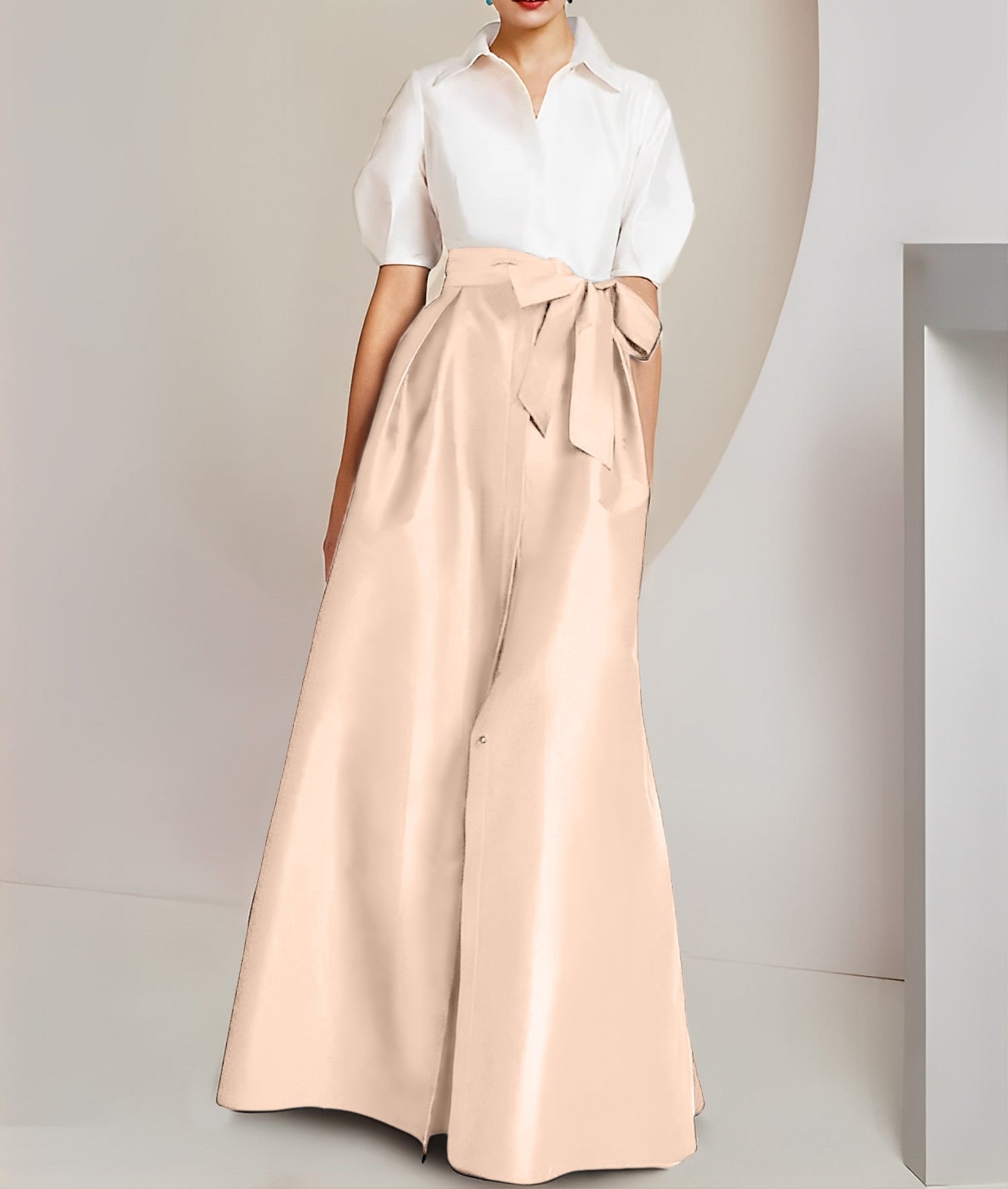 A-Line/Princess Shirt Collar Short Sleeves 2 pieces Mother Of The Bride Dresses