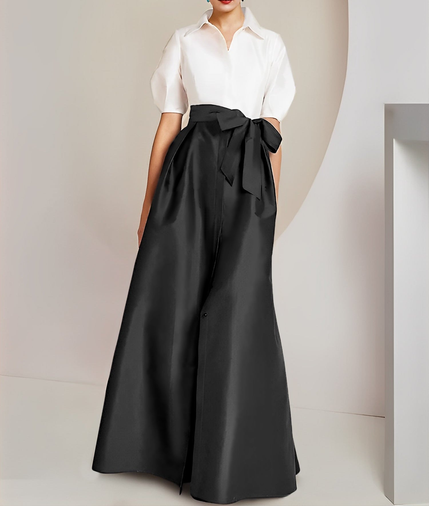 A-Line/Princess Shirt Collar Short Sleeves 2 pieces Mother Of The Bride Dresses