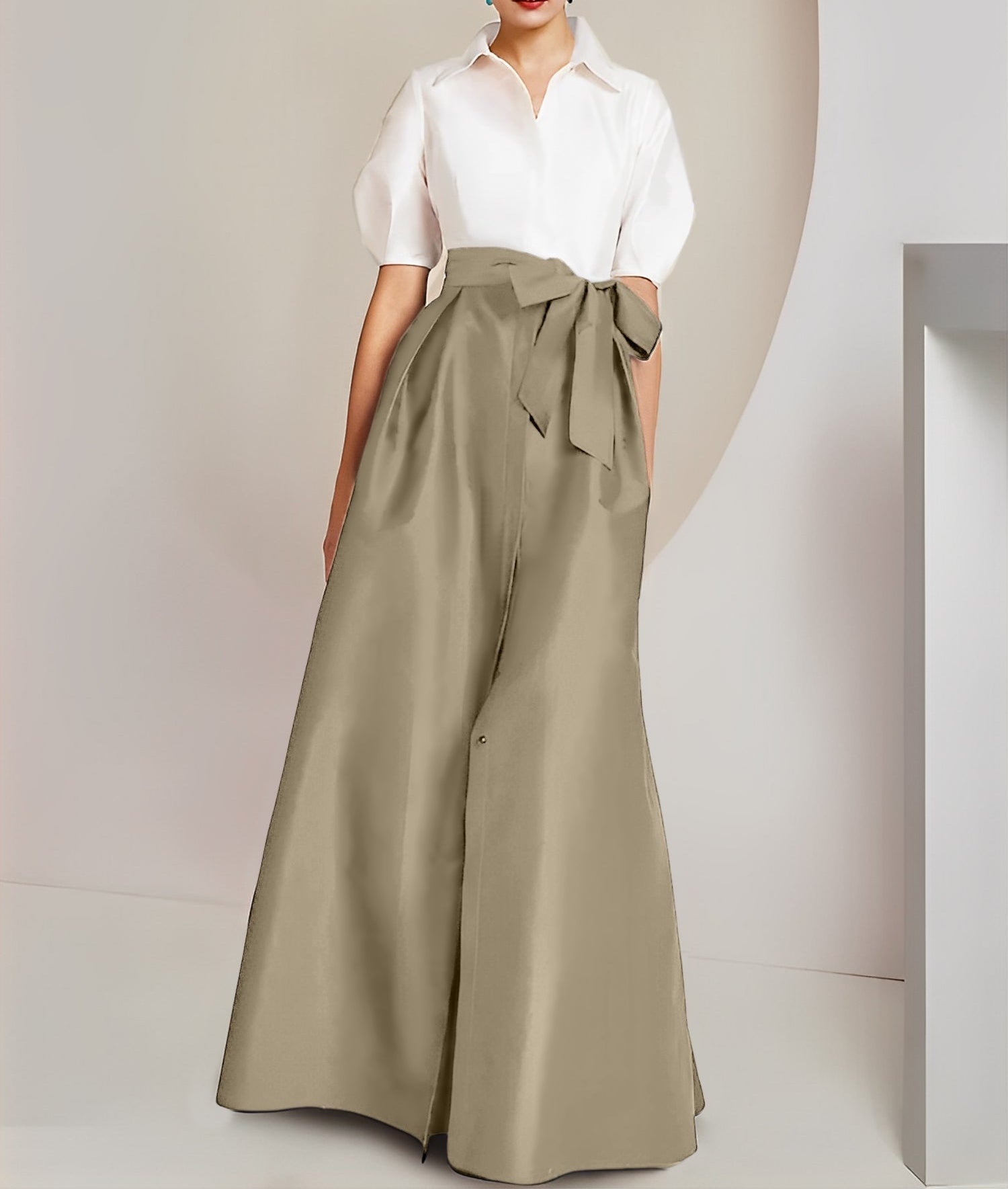 A-Line/Princess Shirt Collar Short Sleeves 2 pieces Mother Of The Bride Dresses