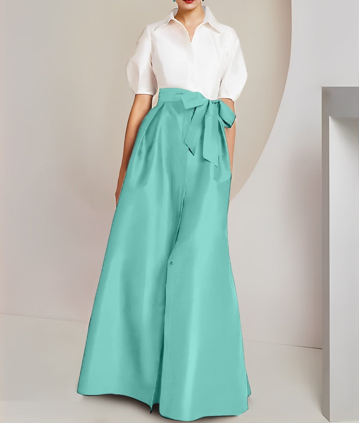 A-Line/Princess Shirt Collar Short Sleeves 2 pieces Mother Of The Bride Dresses