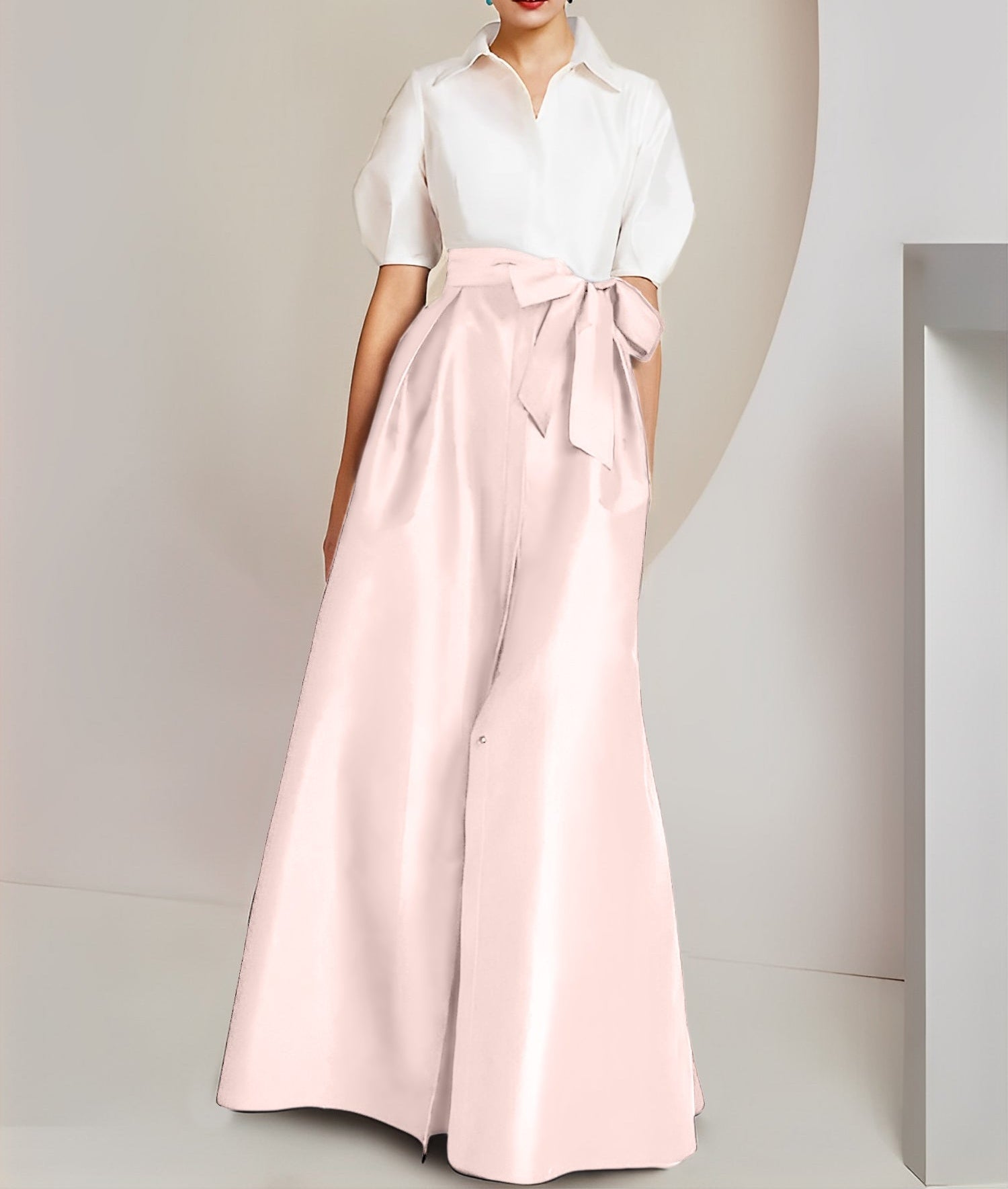 A-Line/Princess Shirt Collar Short Sleeves 2 pieces Mother Of The Bride Dresses