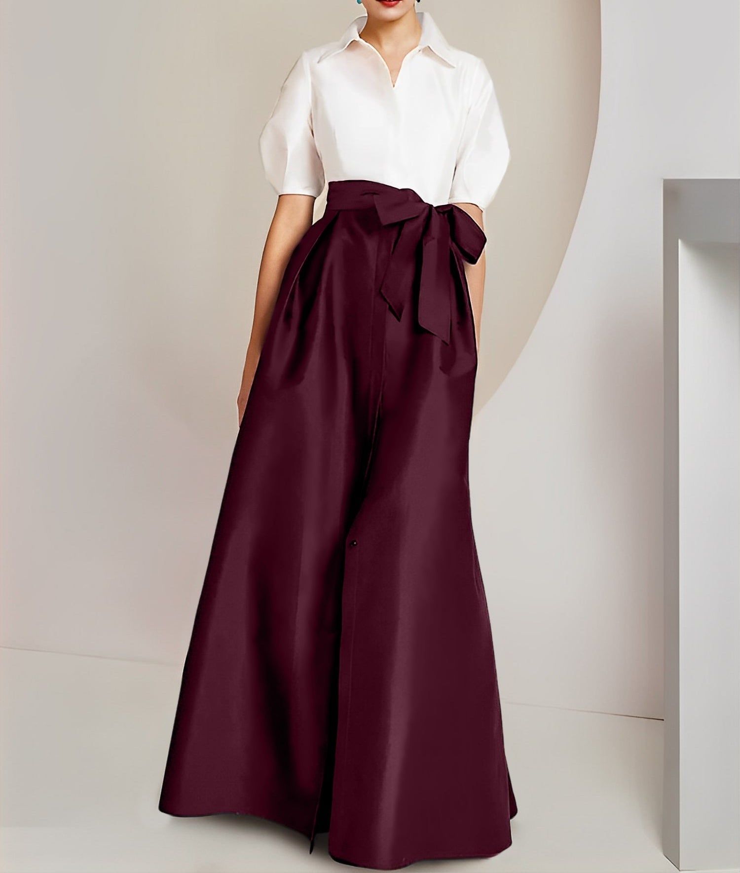 A-Line/Princess Shirt Collar Short Sleeves 2 pieces Mother Of The Bride Dresses