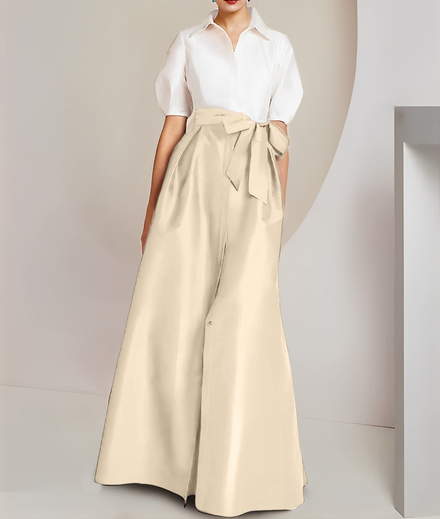 A-Line/Princess Shirt Collar Short Sleeves 2 pieces Mother Of The Bride Dresses