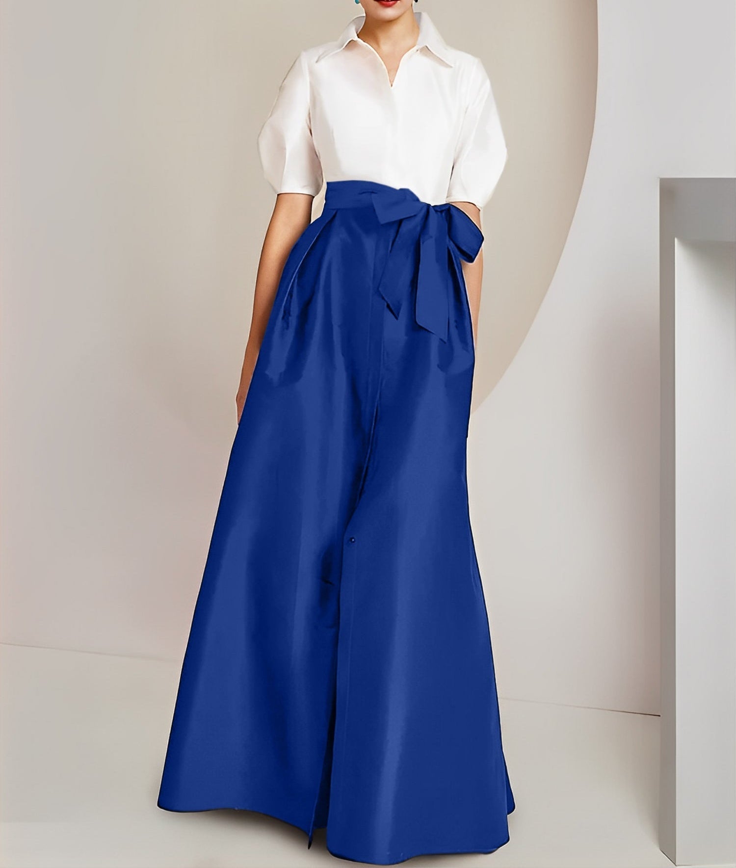 A-Line/Princess Shirt Collar Short Sleeves 2 pieces Mother Of The Bride Dresses