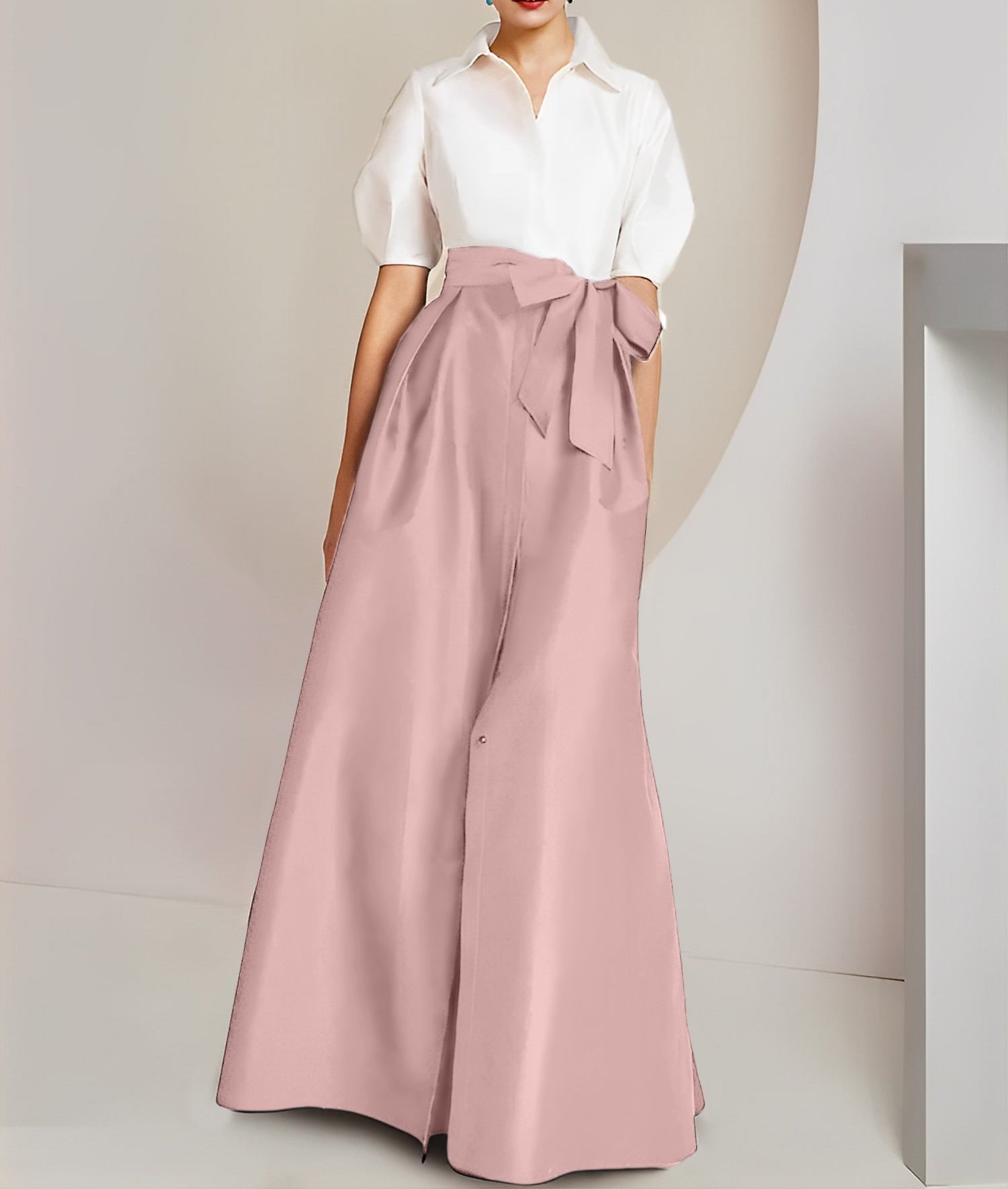A-Line/Princess Shirt Collar Short Sleeves 2 pieces Mother Of The Bride Dresses