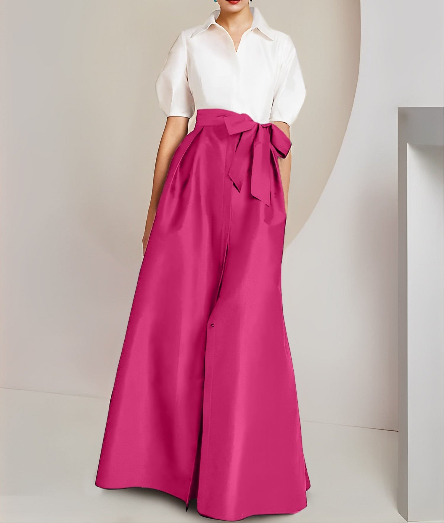 A-Line/Princess Shirt Collar Short Sleeves 2 pieces Mother Of The Bride Dresses